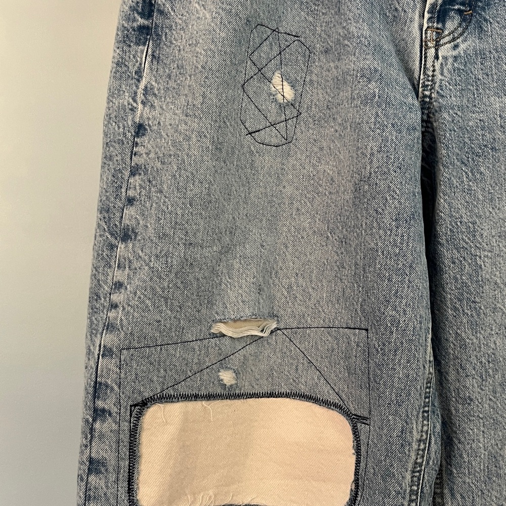 Universal Thread Mid-Rise Patchwork 90's Baggy Je… - image 5